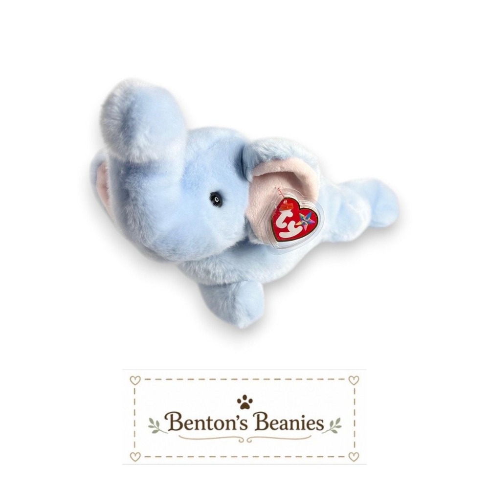 Peanut the Elephant Ty Beanie Buddy | Baby Blue Classic 🩵 | Mint Heart Tag ⭐